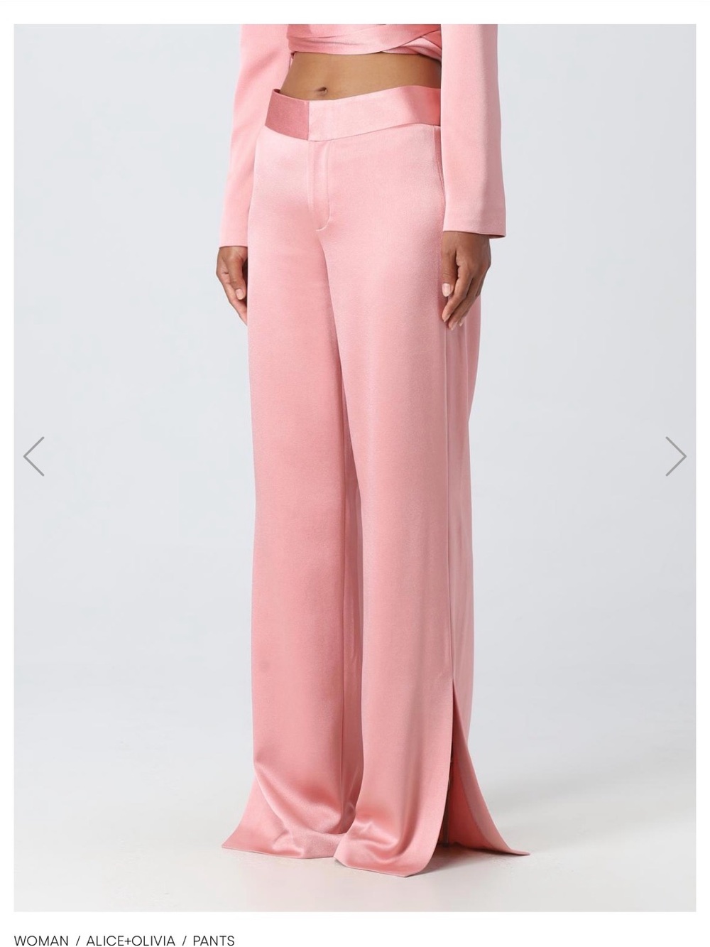 NWT Alice + Olivia JC Satin Crepe Wide-Leg Pants Pink